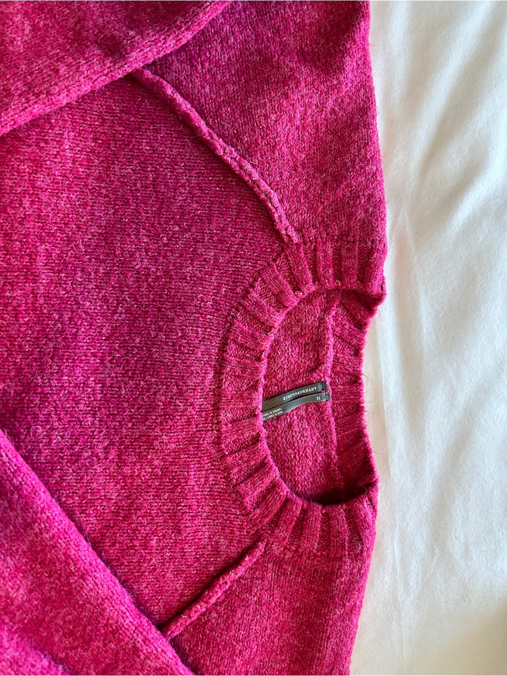 Anthropologie Cline Chunky Crew Neck Sweater 3x Raspberry